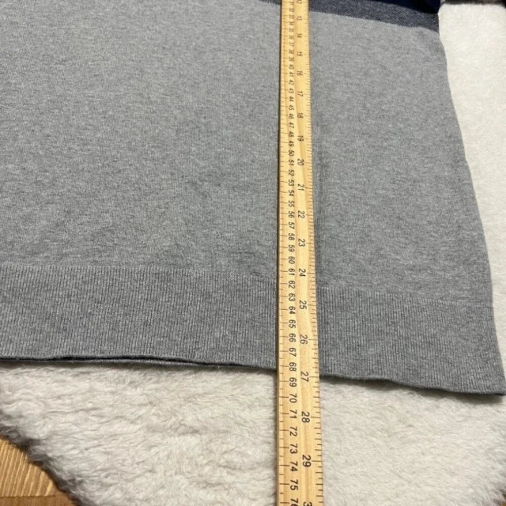 Banana Republic Mens Gray Blue Colorblock Cotton Cashmere Mock Neck Sweater Sz L
